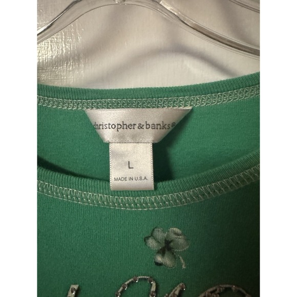 Christopher & Banks Women's Size L Irish Theme Cotton 3/4 Sleeve Cotton Shirt - Picture 5 of 15